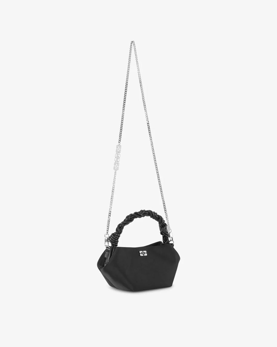 ganni  black satin mini bou bag