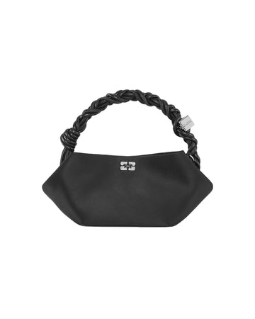 ganni  black satin mini bou bag