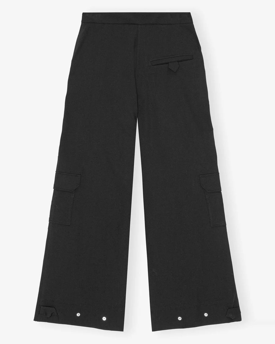 ganni black twill suiting cargo pants back