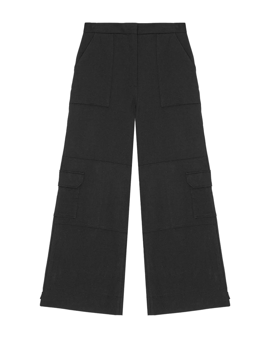 ganni black twill suiting cargo pants