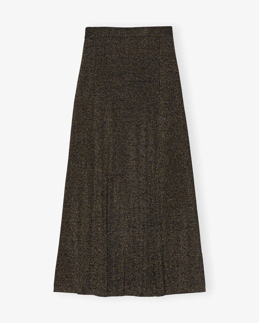 ganni black and gold sparkle maxi skirt back