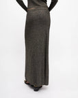 ganni black and gold sparkle maxi skirt on figure back