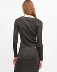 ganni black and gold sparkle tie string cardigan on figure back