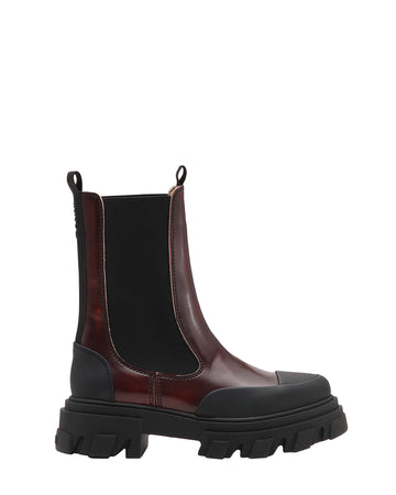 ganni Cleated Mid Chelsea Boot Brushed burgundy