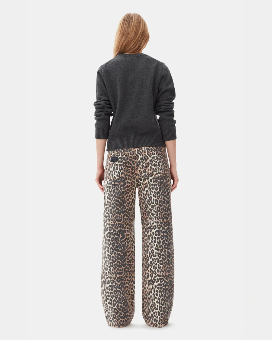 ganni leopard print denim izey jean on figure back