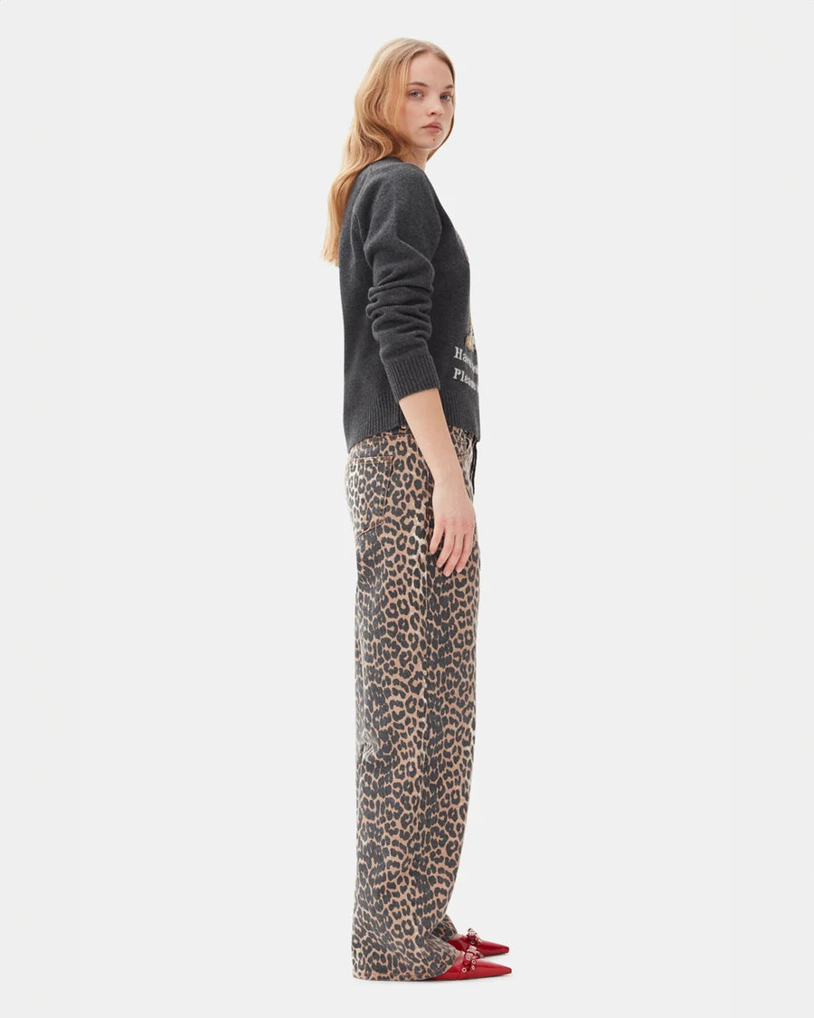 ganni leopard print denim izey jean on figure side