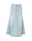 ganni Tint Denim Midi Skirt light blue