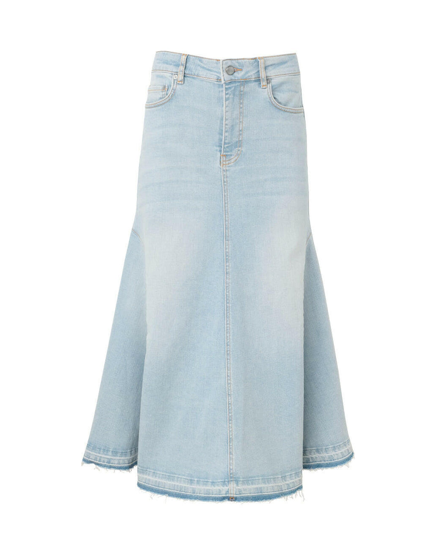 ganni Tint Denim Midi Skirt light blue