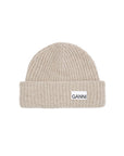 ganni Light Structured Rib Knit Beanie Brazilian Sand