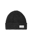 ganni Light Structured Rib Knit Beanie Phantom dark grey