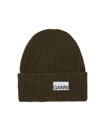 ganni light structured rib knit beanie
