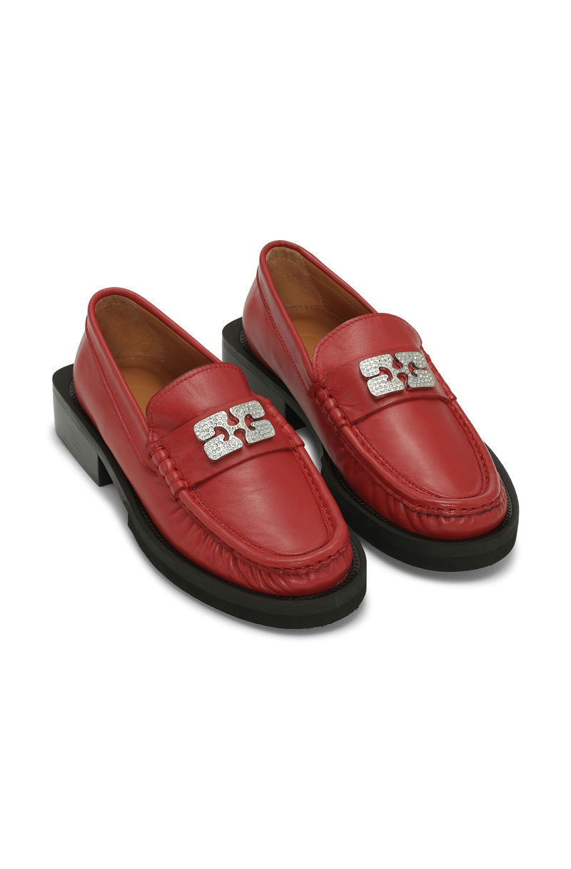 ganni rhinestone logo loafer 2