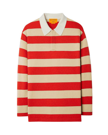 guest in residence stripe rugby shirt dune and true red