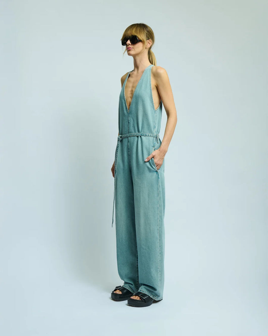 haikure dakota jumpsuit emerald blue side