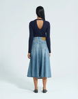 haikure min serenity denim skirt iconic blue on figure back