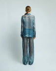 haikure ronda blue denim print shirt back