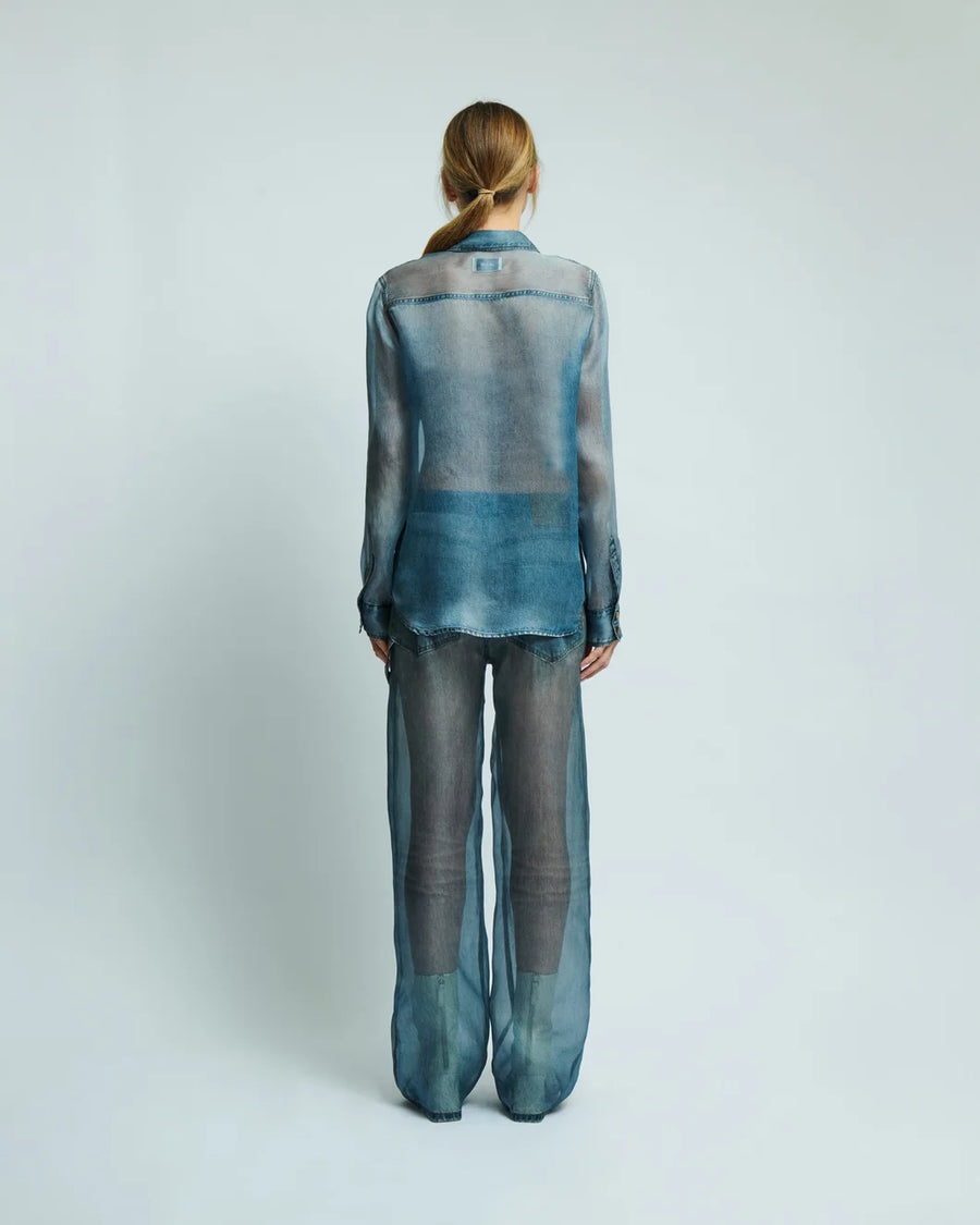 haikure ronda blue denim print shirt back