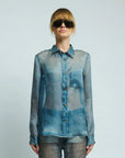 haikure ronda blue denim print shirt front