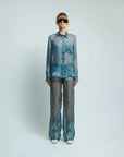 haikure ronda blue denim print shirt front