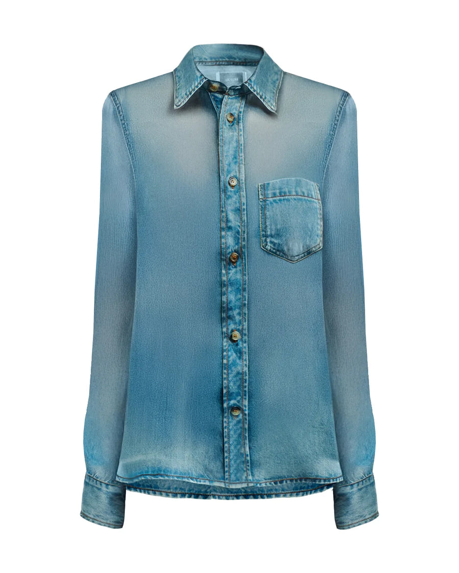 haikure RONDA BLUE DENIM PRINT shirt sheer