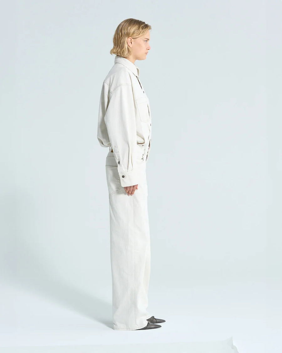 haikure TILDA jumpsuit ECRU RINSE cream on figure side