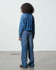 haikure tilda denim jumpsuit piano blue on figure back