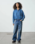 haikure tilda denim jumpsuit piano blue on figure front