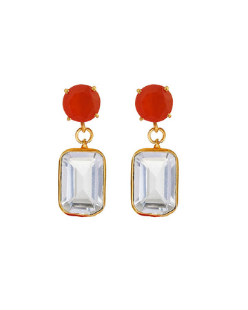hannan fortune teller dangler earrings clear quartz and carnelian