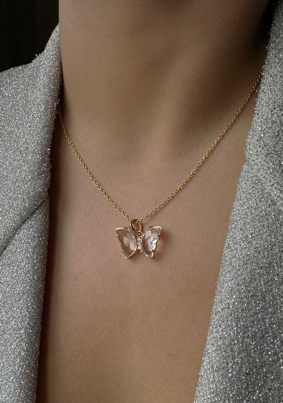 hannan flutter necklace clear quartz