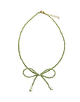 Hannan Gemstone Bow Necklace Green