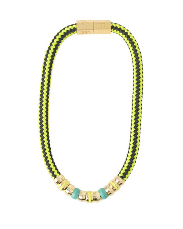 holst and lee rope necklace neon yellow, black