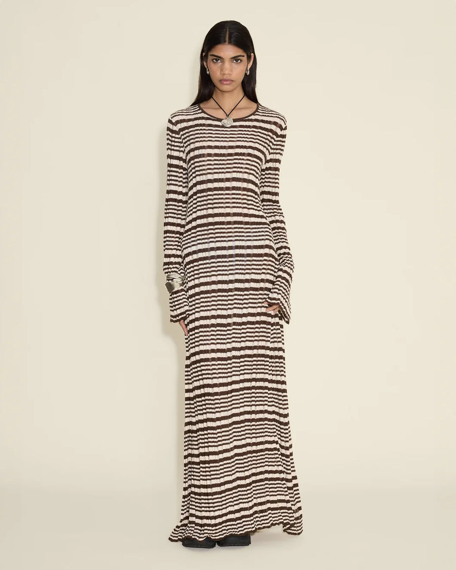 holzweiler rib stripe dress brown mix on figure front