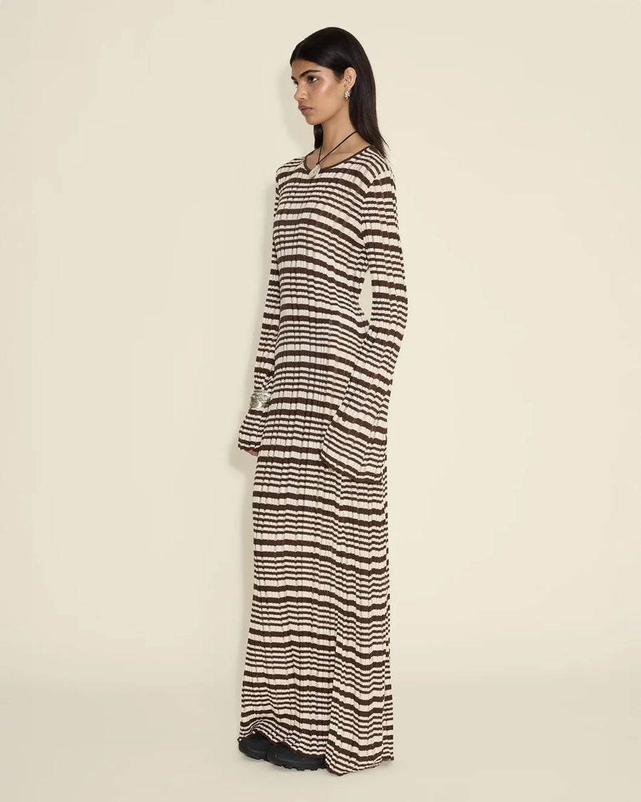 holzweiler rib stripe dress brown mix on figure side