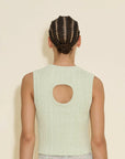 xholzweiler cumo cropped knit top green  on figure back