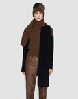 joseph Brushed Cashmere Scarf brown and black on figure front