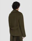 joseph Light Double Face Gilkes Coat avocado green on figure back