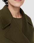 joseph Light Double Face Gilkes Coat avocado green on figure collar detail