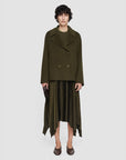 joseph Light Double Face Gilkes Coat avocado green on figure front