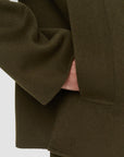 joseph Light Double Face Gilkes Coat avocado green on figure pocket detail