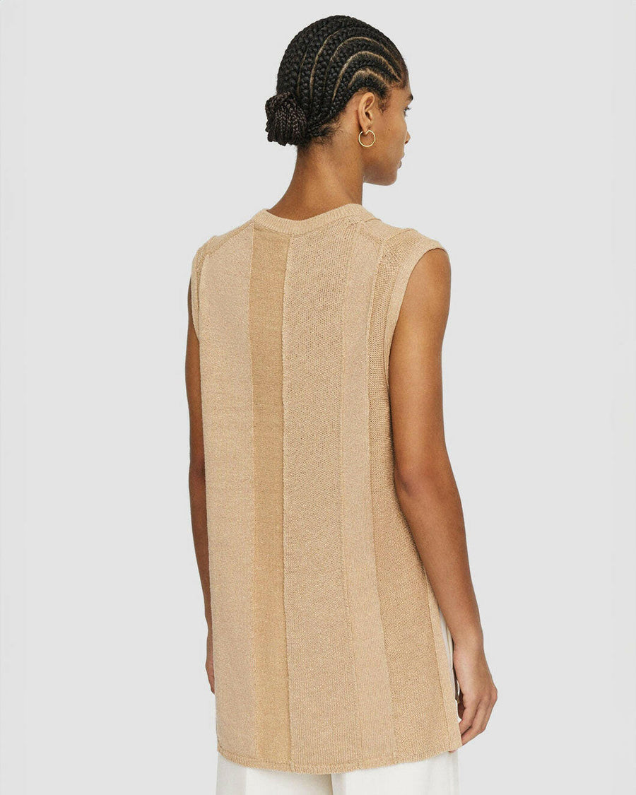 joseph Linen Blend Tank sesame tan on figure back