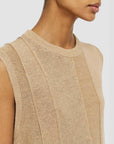 joseph Linen Blend Tank sesame tan on figure side detail