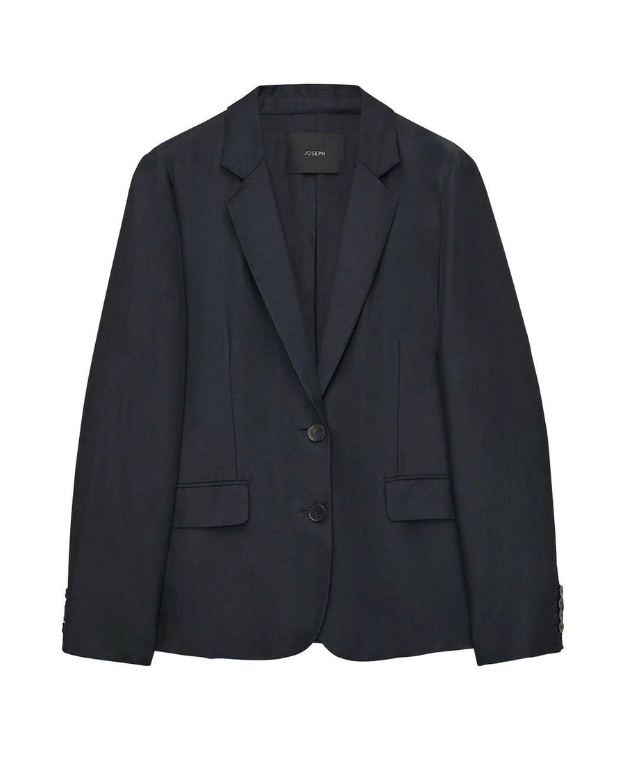 joseph soft cotton silk belmore jacket navy blue