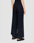 joseph Soft Cotton Silk Thurlow Trousers navy blue on figure back