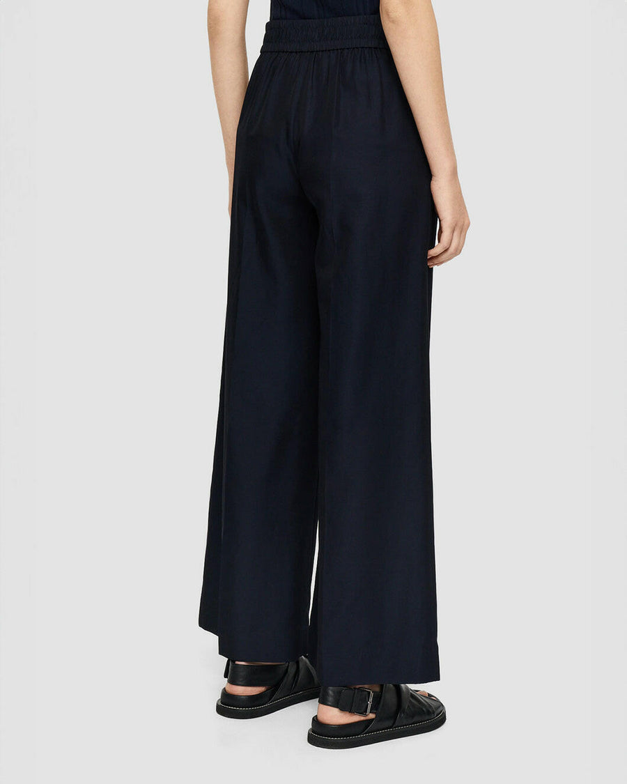 joseph Soft Cotton Silk Thurlow Trousers navy blue on figure back