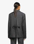 jw anderson open back tailored shirt jacket grey melange on figure back