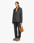 jw anderson open back tailored shirt jacket grey melange on figure side