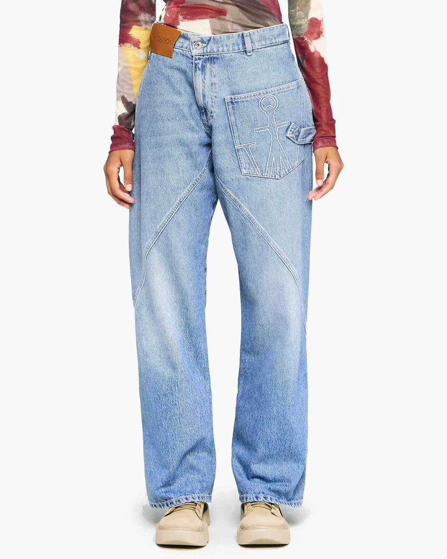 jw anderson  TWISTED WORKWEAR DENIM JEANS blue on figure front