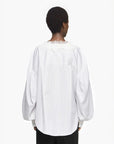 jw anderson Lace Trim V Neck Shirt grey and white on figure back