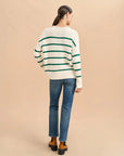 la ligne marina sweater cream and emerald green on figure back