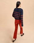 la ligne mini marina sweater navy and rust on figure back